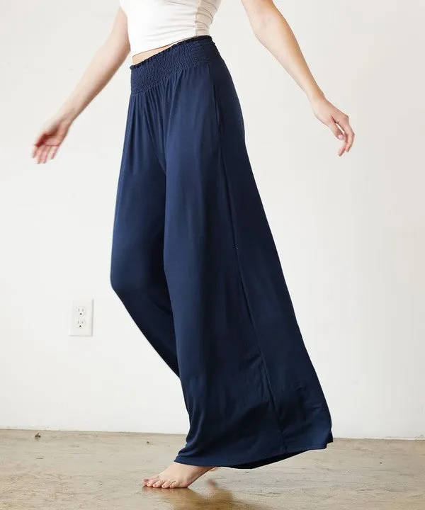 Smocked Waist Organic Bamboo Palazzo Pants