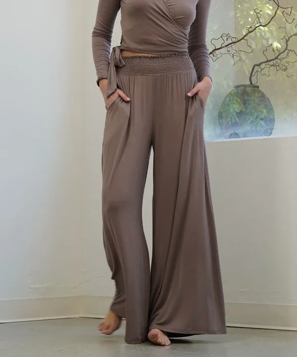 Smocked Waist Organic Bamboo Palazzo Pants