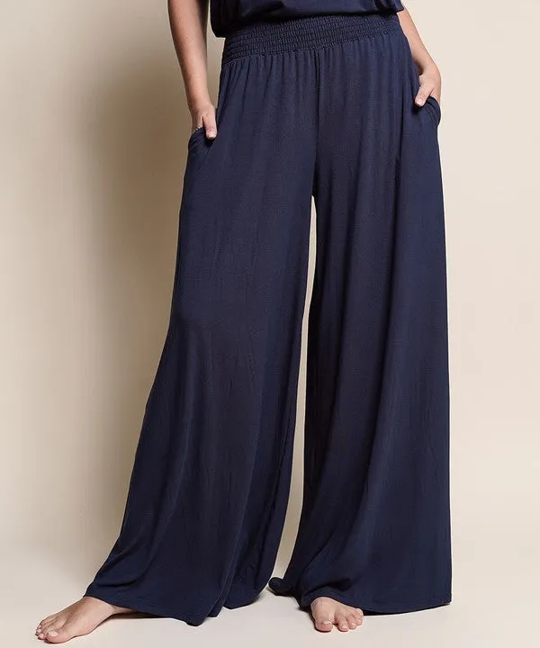 Smocked Waist Organic Bamboo Palazzo Pants