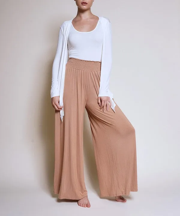 Smocked Waist Organic Bamboo Palazzo Pants