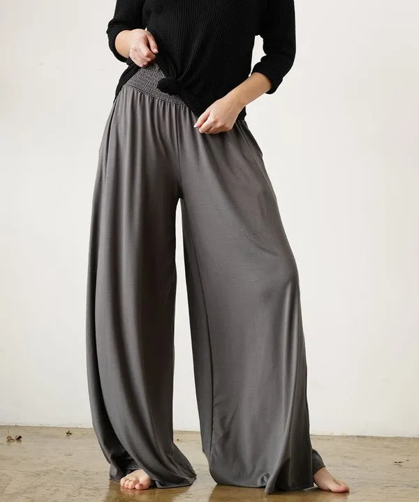 Smocked Waist Organic Bamboo Palazzo Pants