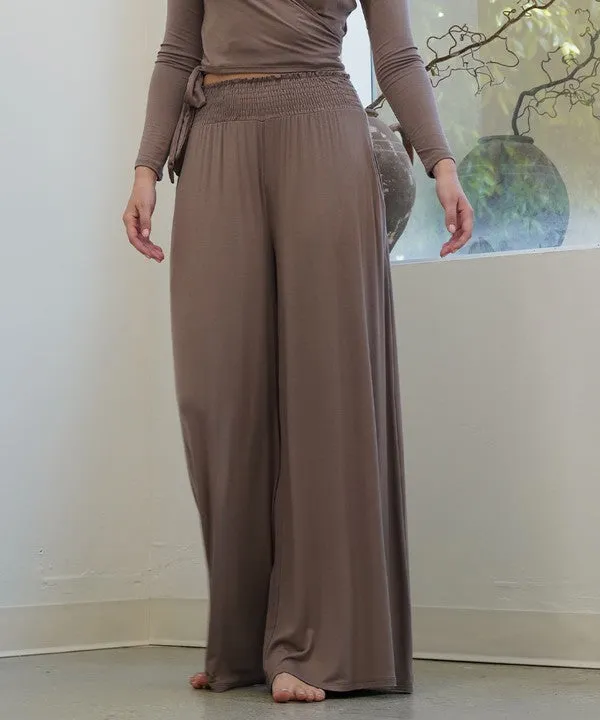 Smocked Waist Organic Bamboo Palazzo Pants