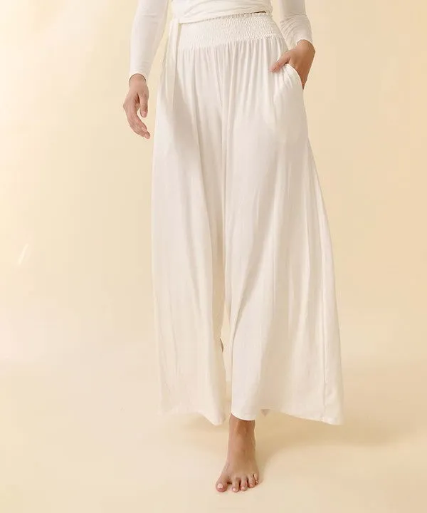 Smocked Waist Organic Bamboo Palazzo Pants