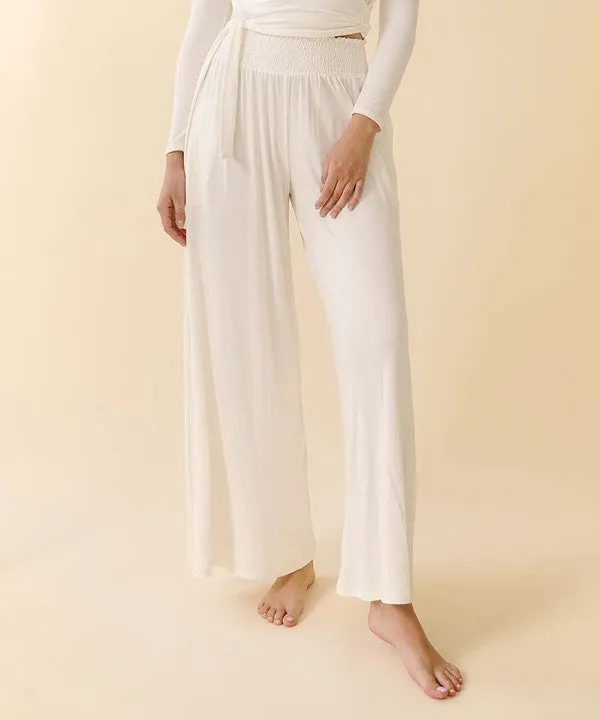 Smocked Waist Organic Bamboo Palazzo Pants