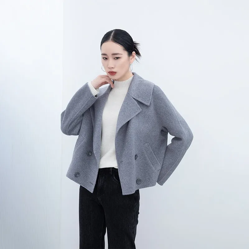 Smoke Grey Large Lapel Double Breasted Overcoats