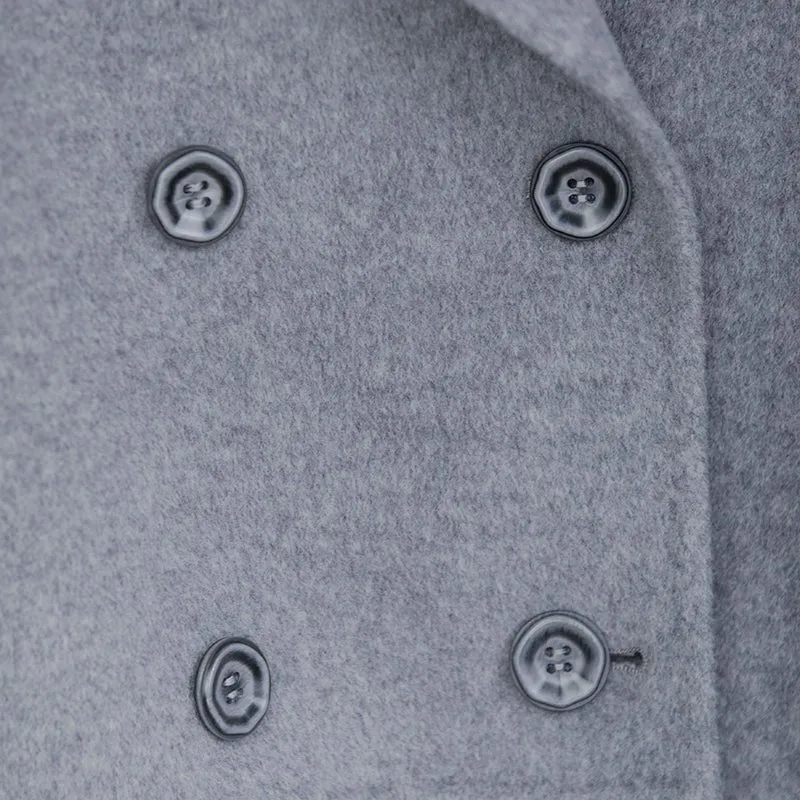 Smoke Grey Large Lapel Double Breasted Overcoats