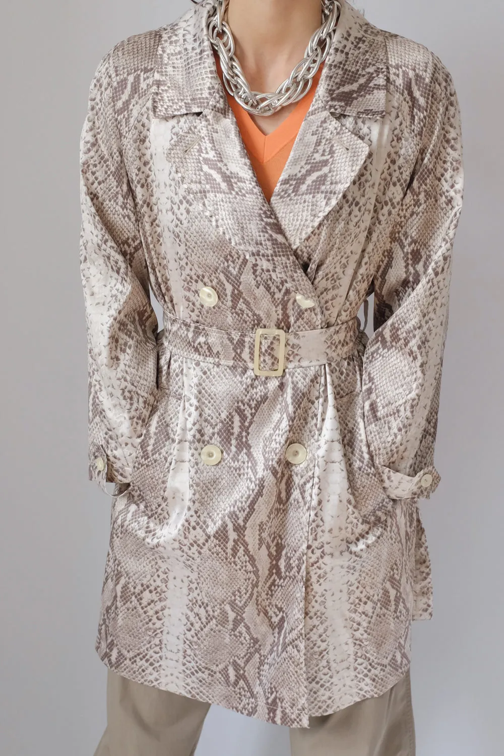 SNAKE SATIN SUMMER VINTAGE TRENCH COAT