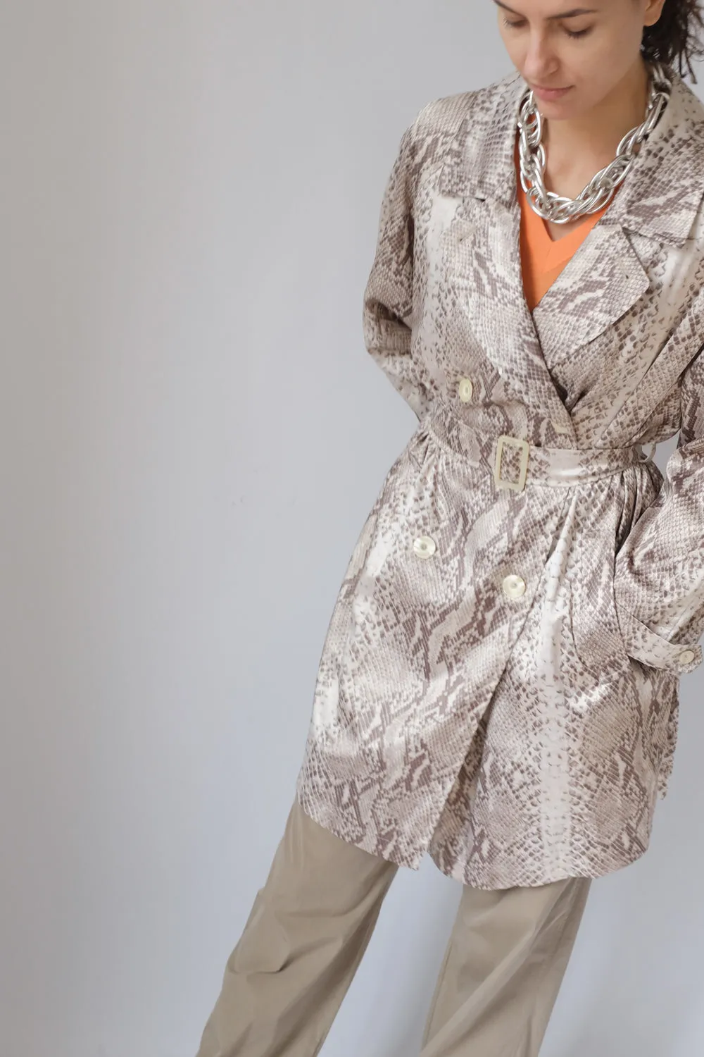 SNAKE SATIN SUMMER VINTAGE TRENCH COAT