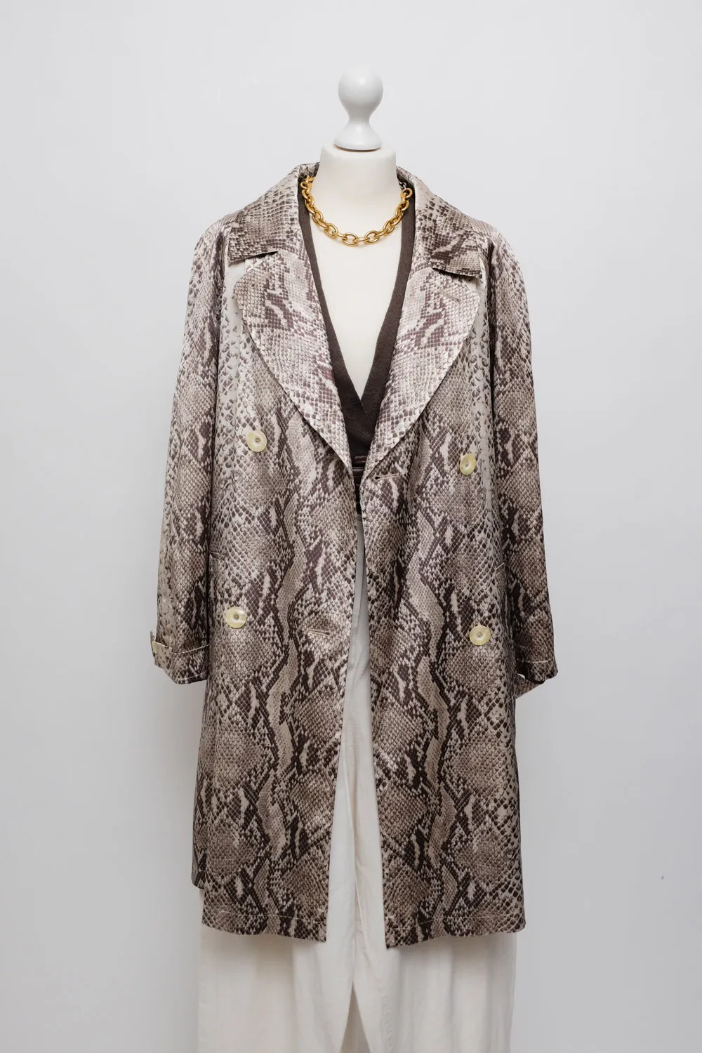 SNAKE SATIN SUMMER VINTAGE TRENCH COAT