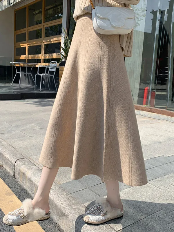 Stylish A-Line Solid Color Skirts Bottoms