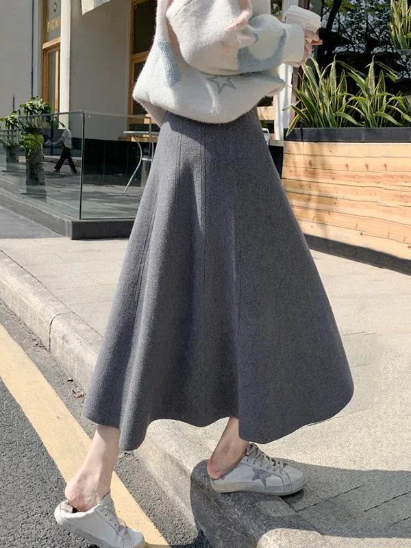 Stylish A-Line Solid Color Skirts Bottoms