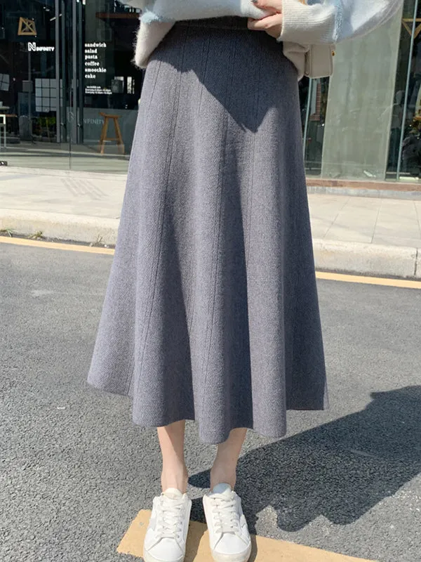 Stylish A-Line Solid Color Skirts Bottoms