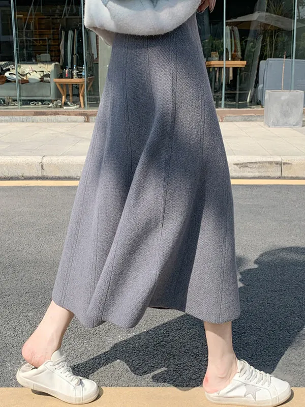 Stylish A-Line Solid Color Skirts Bottoms