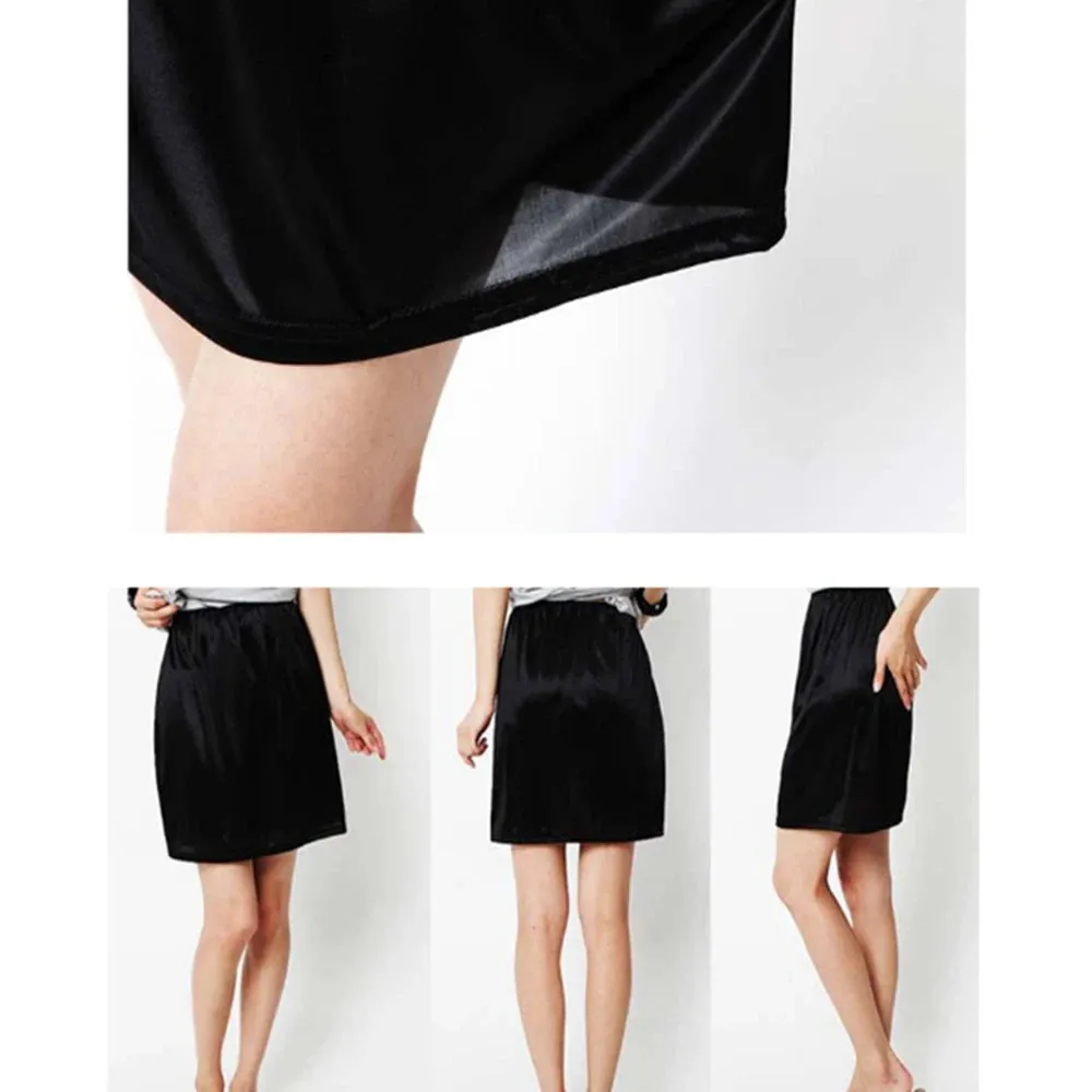 Summer Satin Half Slip Women Underskirt Anti-moving Modal Inner Lining Skirt Slim Anti-Static Anti-emptied Safety Skirt