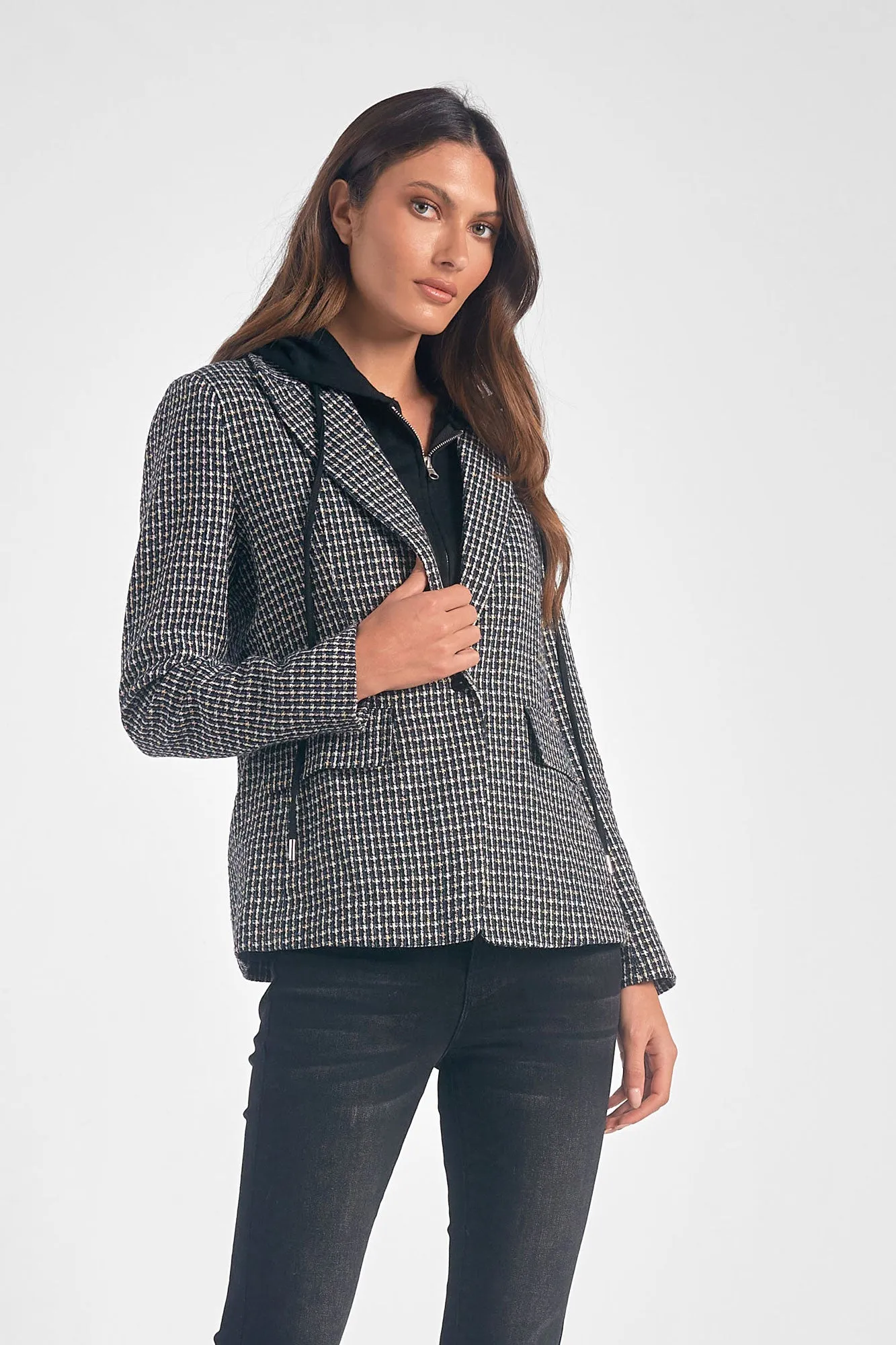 TWEED HOODED BLAZER