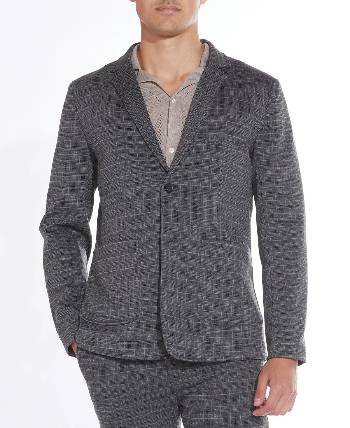 Wiley Glen Plaid Knit Blazer (Charcoal/Gray)