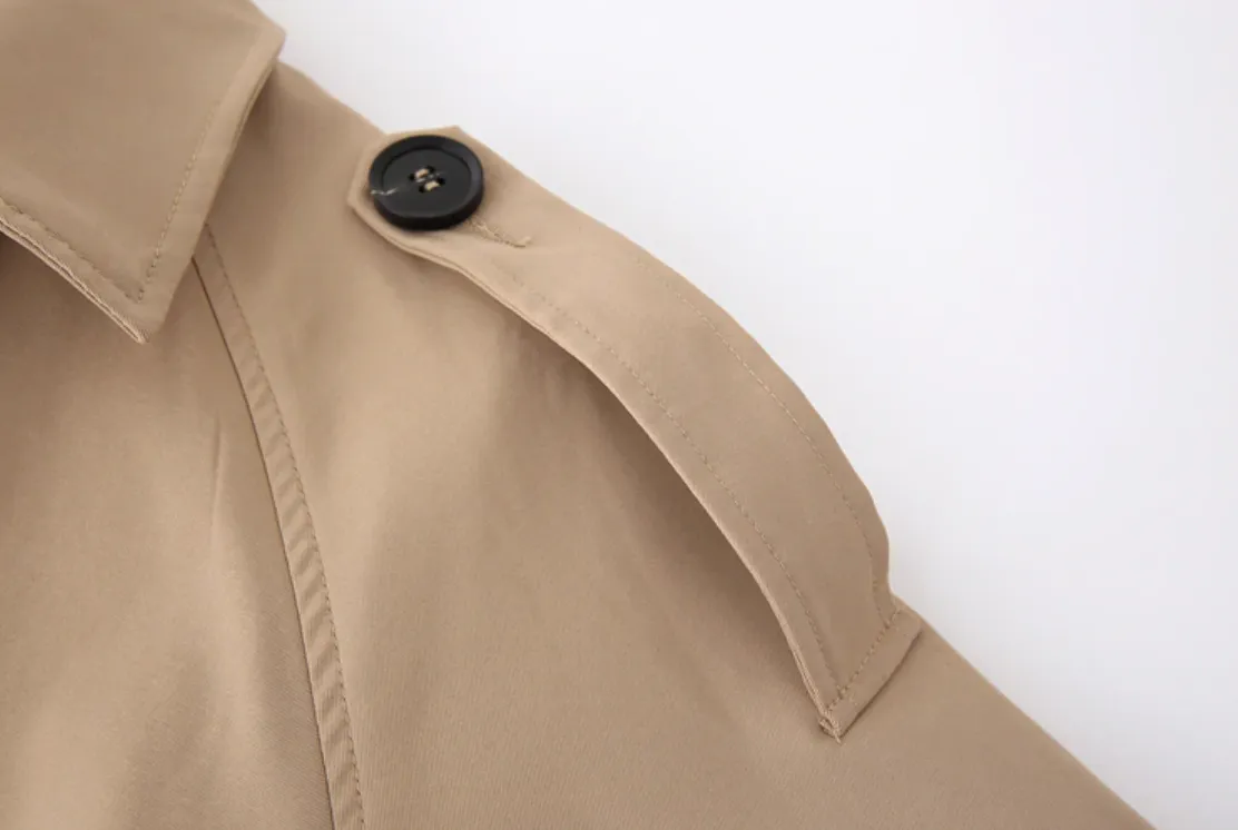 Women's Spring/Autumn Long Double Breasted Khaki Trench Coat  With Belt