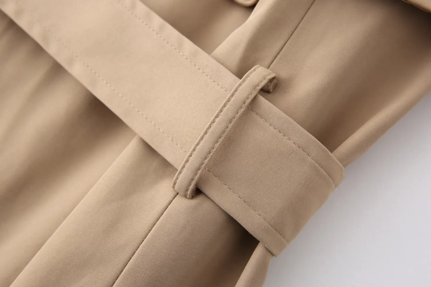 Women's Spring/Autumn Long Double Breasted Khaki Trench Coat  With Belt